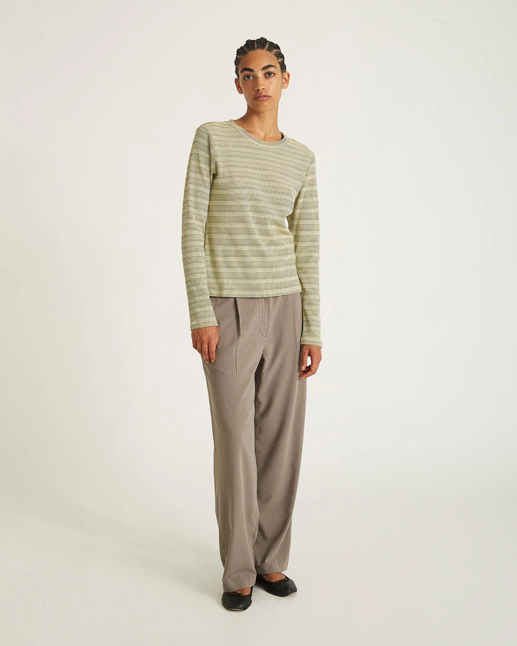 Striped Waffle LS Tee French Vanilla