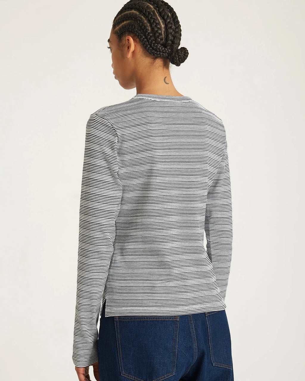 Striped Waffle LS Tee Ivory